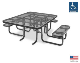 OUTDOOR PICNIC DINING TABLE Commercial - 3 Bench - Wheelchair Accessible ADA