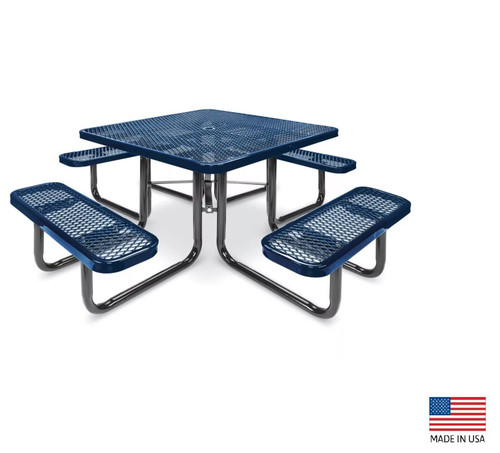PICNIC TABLE Commercial - All Metal Construction & Steel Frame - 46" Square Top