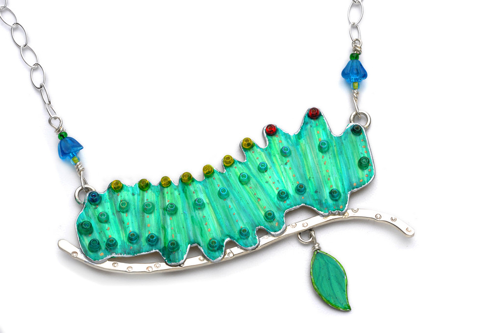 The Cecropia Caterpillar Moth Necklace is a unique way to honor the miracles of our natural world.  
