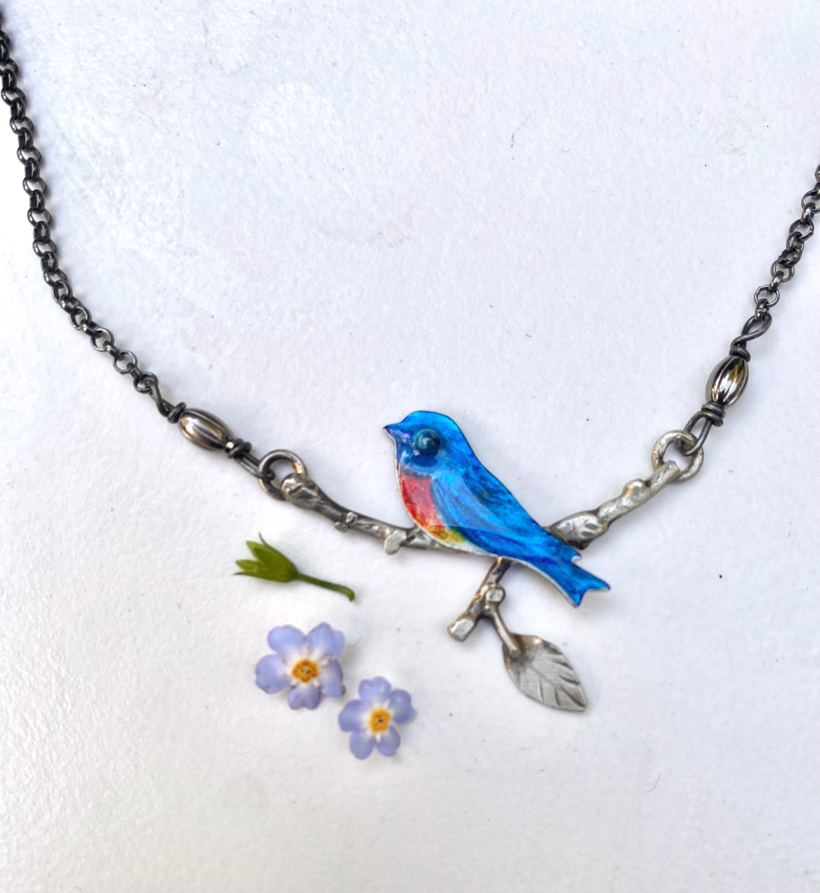 Bluebird on Branch Necklace