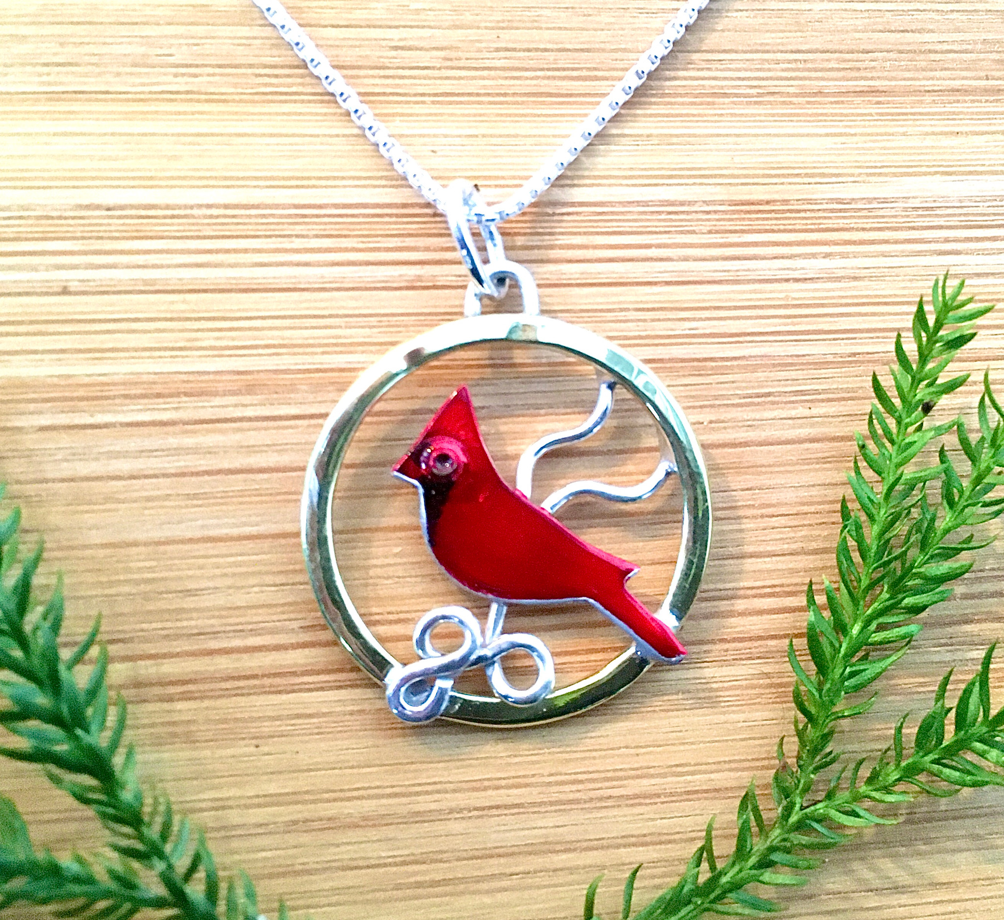 Sterling Silver Cardinal Bird Necklace