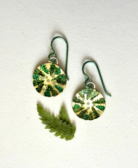 Small Brass Crown Shyness Earrings with Niobium Wires