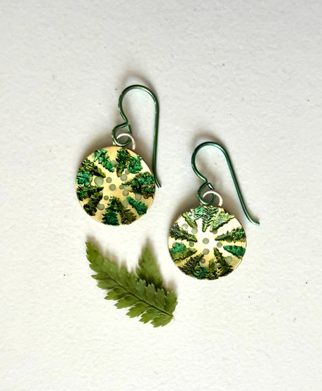 Crown Shyness Earrings with niobium earring wires.