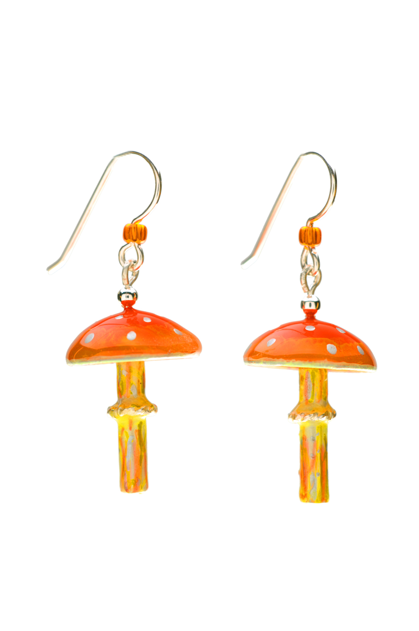 Orange Bioluminescent Mushroom Earrings Lucy Golden Jewelry