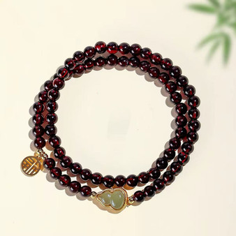 Garnet Gourd Multi Wrap Bracelet