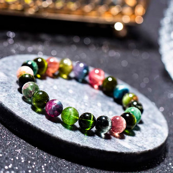 Rainbow Cat's Eye Tourmaline Crystal Bracelet