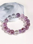 Amethyst Clear Crystal Silver Beaded Bracelet