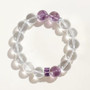 Amethyst Clear Crystal Silver Beaded Bracelet