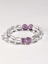 Amethyst Clear Crystal Silver Beaded Bracelet