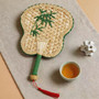 Hand Woven Bamboo Hand Fan With Orchid Embroidery