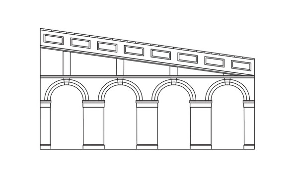 Hornby OO Gauge High Stepped Arched Retaining Walls x 2 (Engineers Blue Brick) Model BuildingR7375