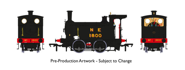 Rapido Trains OO Gauge NER Class Y7 0-4-0T - No 1800 NE Plain Black DCC Ready Model Steam Locomotive 932005