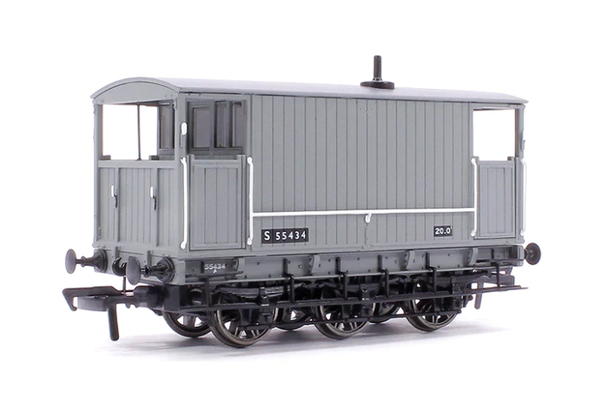 Rapido Trains OO Gauge SECR 6 Wheel Brake Van No.S55434 - BR Freight Grey Model Railway Wagon 931008