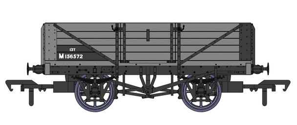 Rapido Trains OO Gauge LMS Dia 1666 Open Wagon - No.M156572 BR Grey 937010