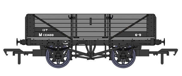 Rapido Trains OO Gauge LMS Dia 1666 Open Wagon - No.M133488 BR Grey 937012