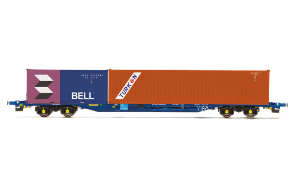 Hornby OO Gauge Touax, KFA Container Wagon with 2  Containers - Era 11 R60224