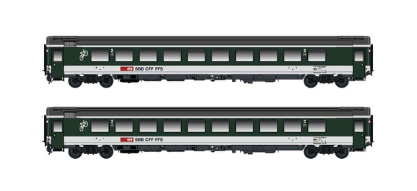 Hobbytrain N Gauge SBB UIC Z1 Coach Set Green/Grey (2) IV 25502