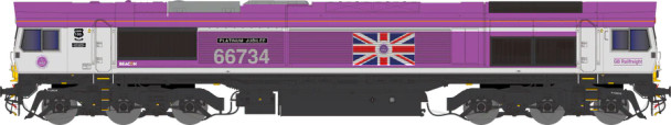 Dapol N Gauge Class 66 GBRf Jubilee Purple/White 66734 "PLATINUM JUBILEE" 2D-066-006