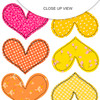 These brightly colored hearts would make a fun and vibrant addition to various crafting projects. The hot pink, orange, and yellow hues are eye-catching and versatile, suitable for scrapbooking, planners, junk journals, and other paper crafts. With the option to easily fussy cut them, they provide a convenient way to add a pop of color and interest to any creative project.