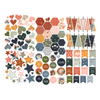Autumn-themed scrapbook die-cut popouts featuring hearts, stars, trees, circles, hexagons and flags. 124 pieces in a variety of sizes, with clean-punch sheets and no tabs.