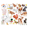 Farm animal die-cut pop-out sheet featuring pigs, cows, horses, chickens, roosters, dogs, cats, and rabbits. Perfect for scrapbooking and junk journals. Made in USA