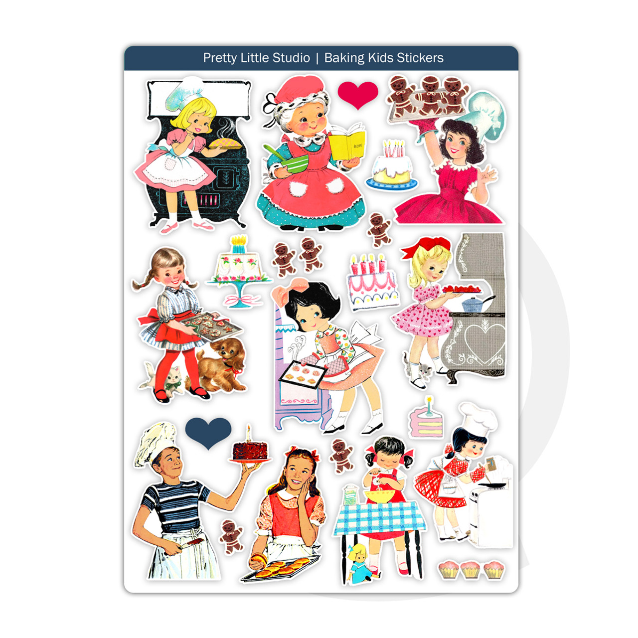 Stickers  Baking Kids (vintage) - Pretty Little Studio