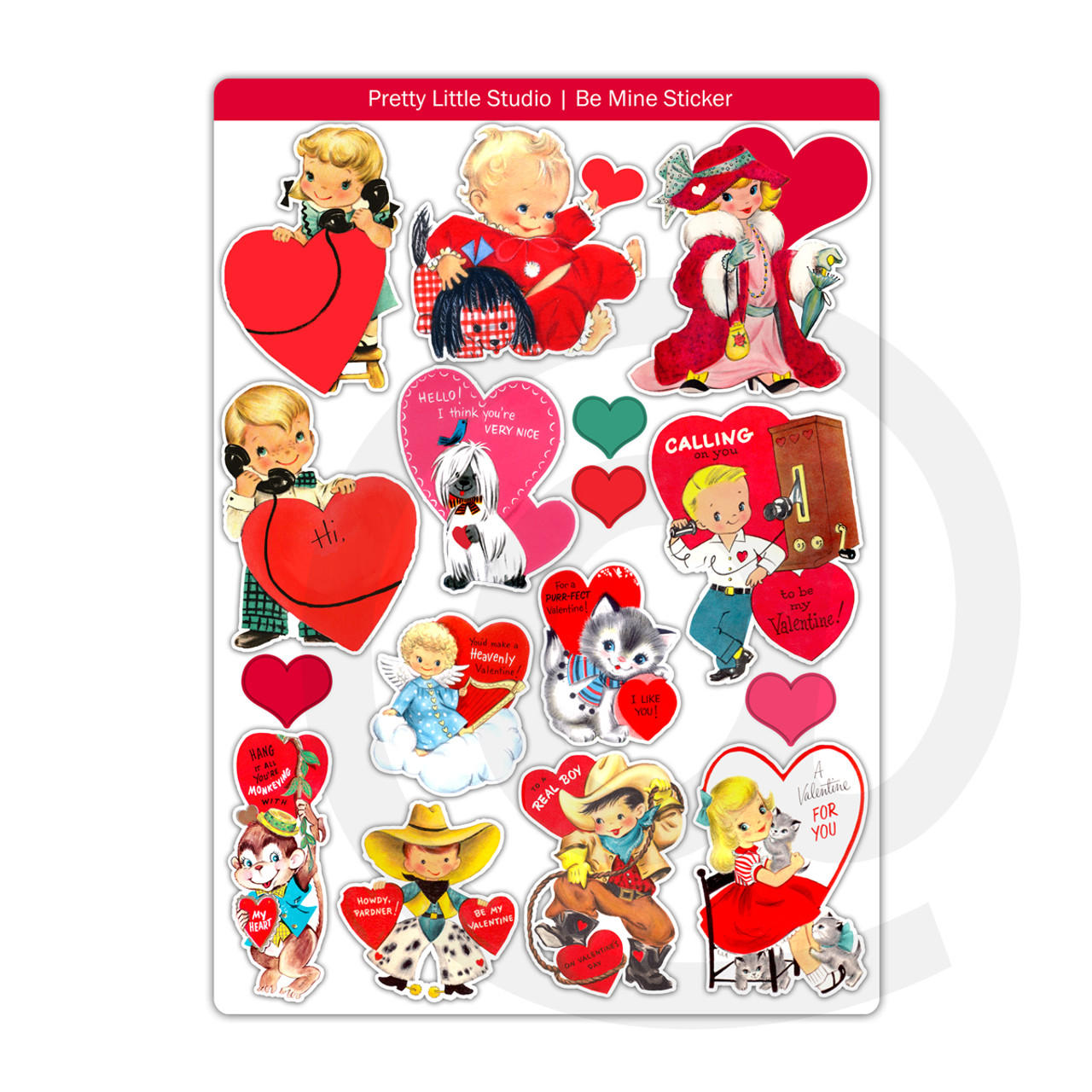 stickers be mine vintage pretty little studio