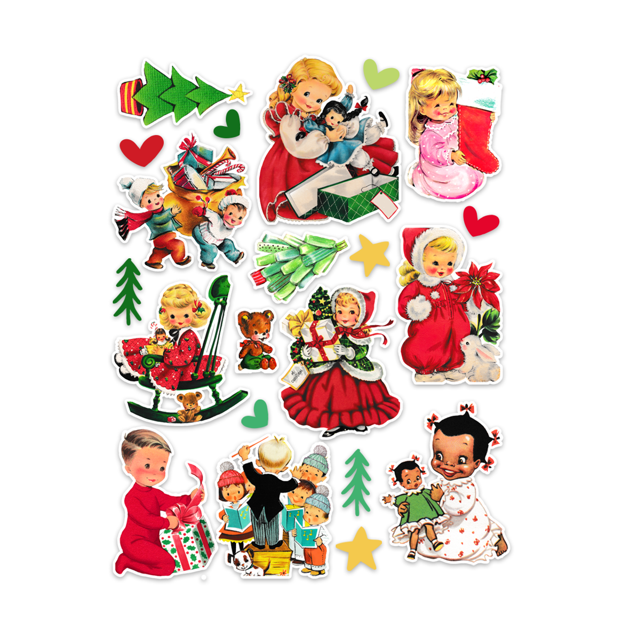 40pcs Vintage Christmas Stickers Die Cut Sticker Collection Kit