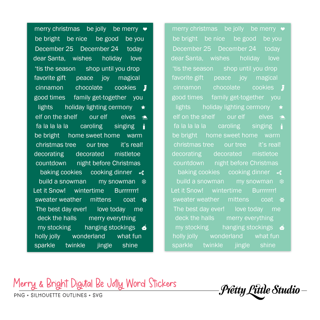 Digital  Merry & Bright Snowflake Stickers - Pretty Little Studio
