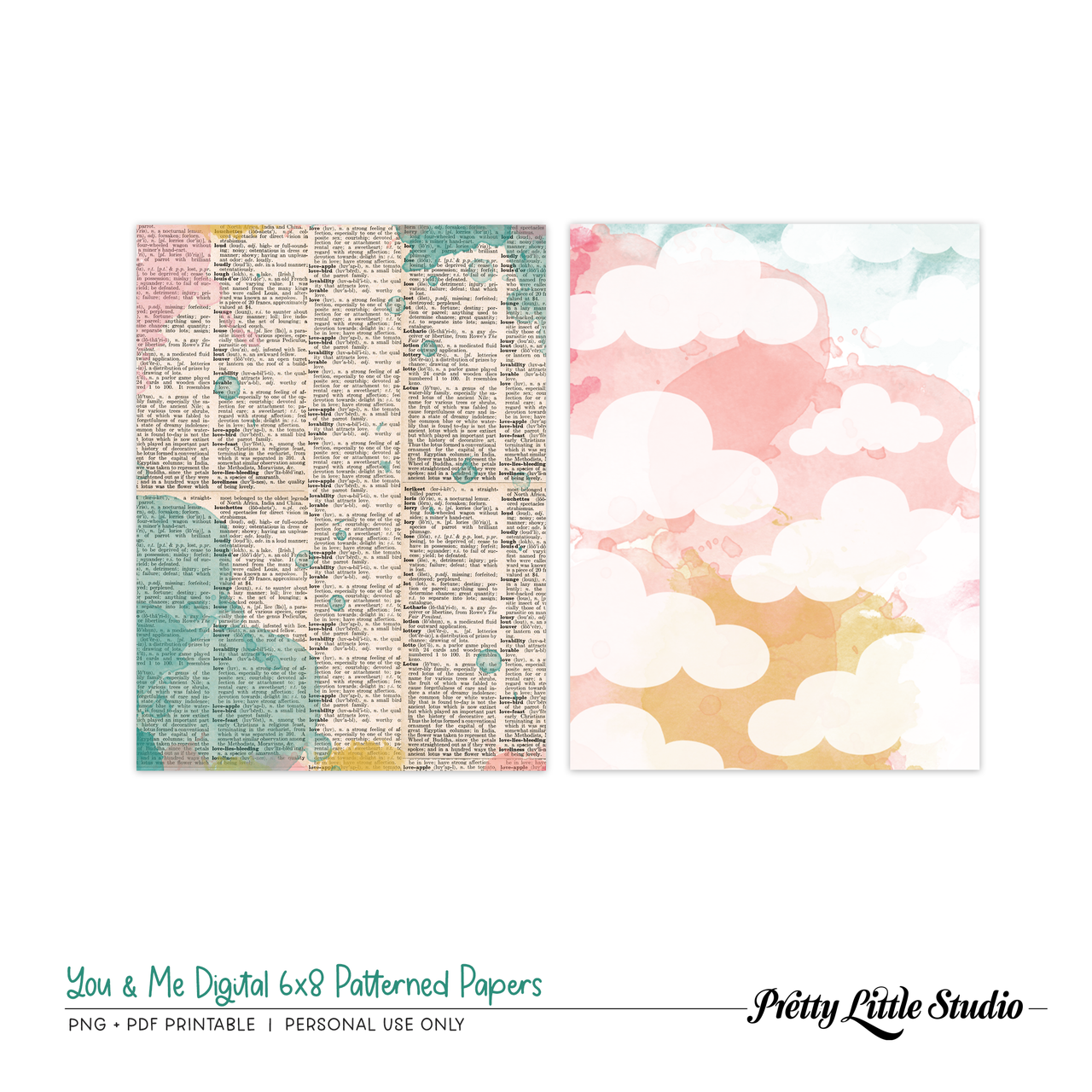 Digital  You & Me 4x4 Patterned Papers - Pretty Little Studio