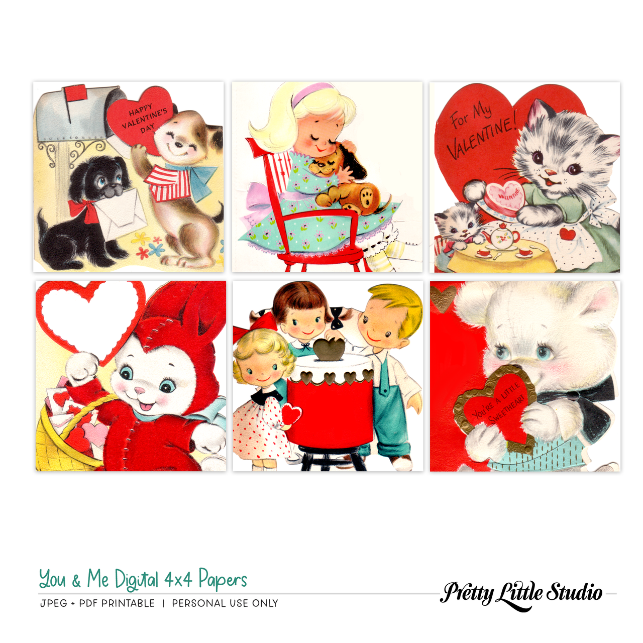 Digital  You & Me 4x4 Patterned Papers - Pretty Little Studio