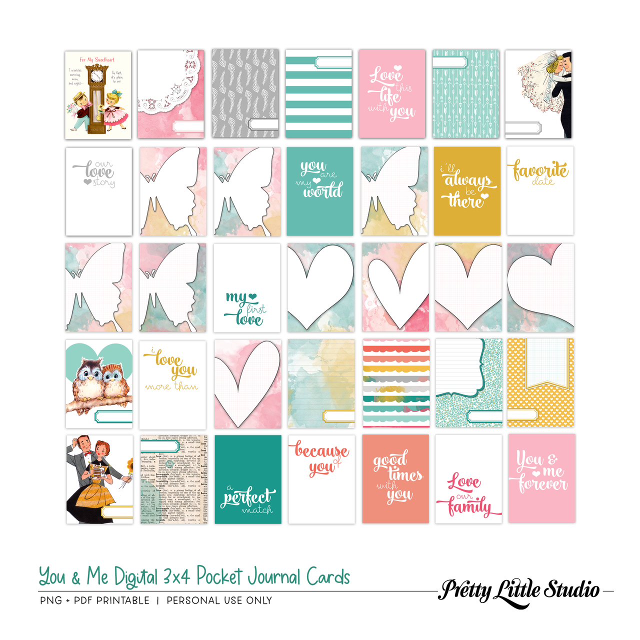 Digital | You & Me 3x4 Pocket Journal Cards - Pretty Little Studio digital-you-me-3x4-pocket-journal-cards-pretty-little-studio