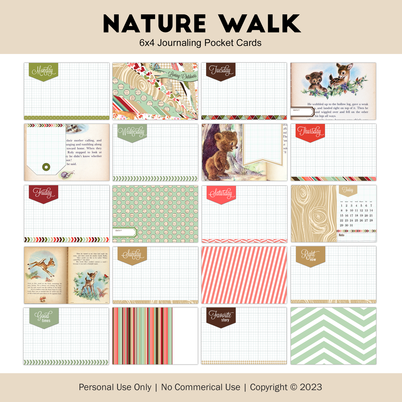 Digital | Nature Walk 6x4 Pocket Journal Cards - Pretty Little Studio