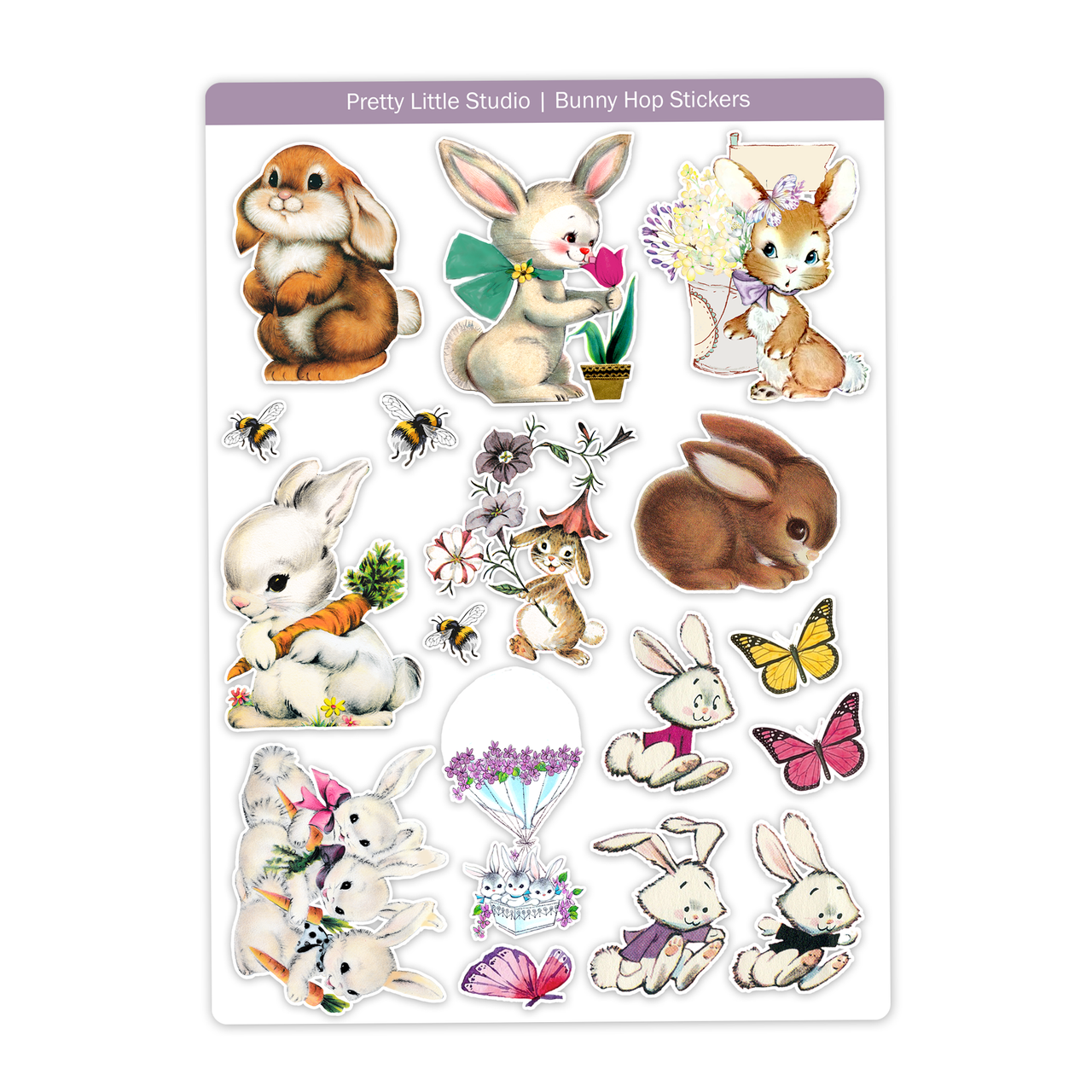 Glitter Bunny Stickers (x 8 sheets)