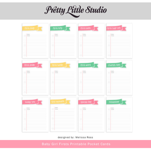 Printable | Baby Girl First Cards