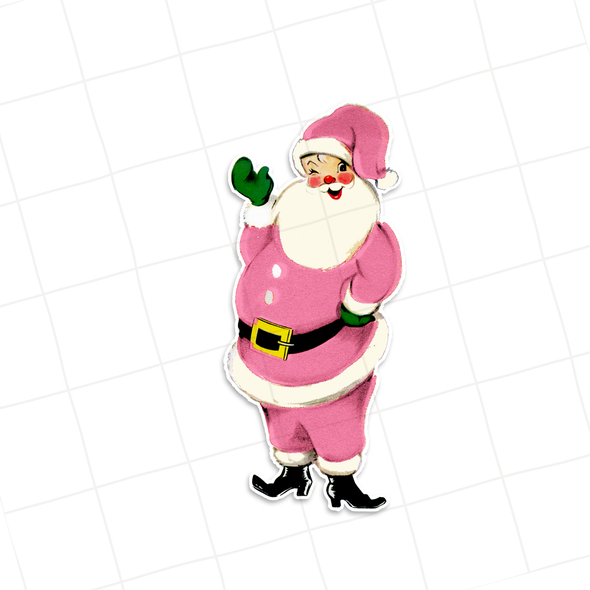 Vintage Die-Cut | Santa Claus #37 | 6 inch Pink