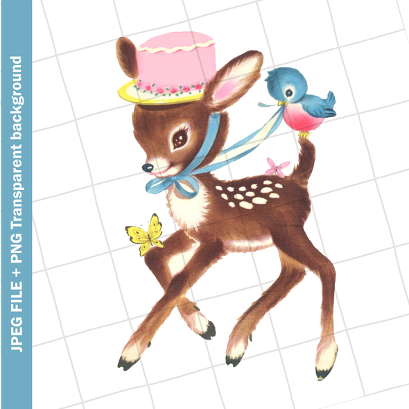 Digital Vintage Clipart | Bluebell Deer