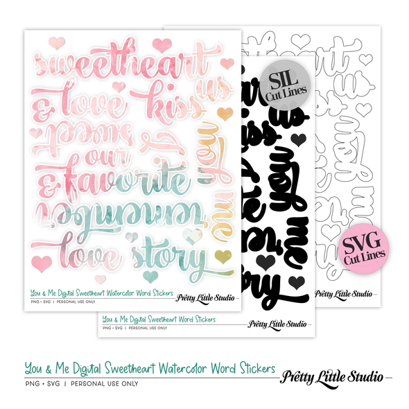 Digital | You & Me Sweetheart Watercolor Stickers