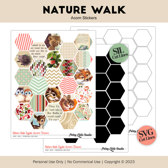 Digital | Nature Walk Acorn Hexagon Stickers