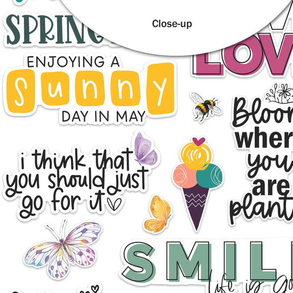 Stickers | Sunny in May Words | Clear