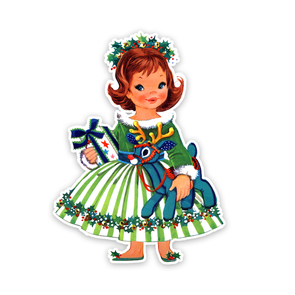 Vintage Die-Cut | Holly Girl | 6 inch