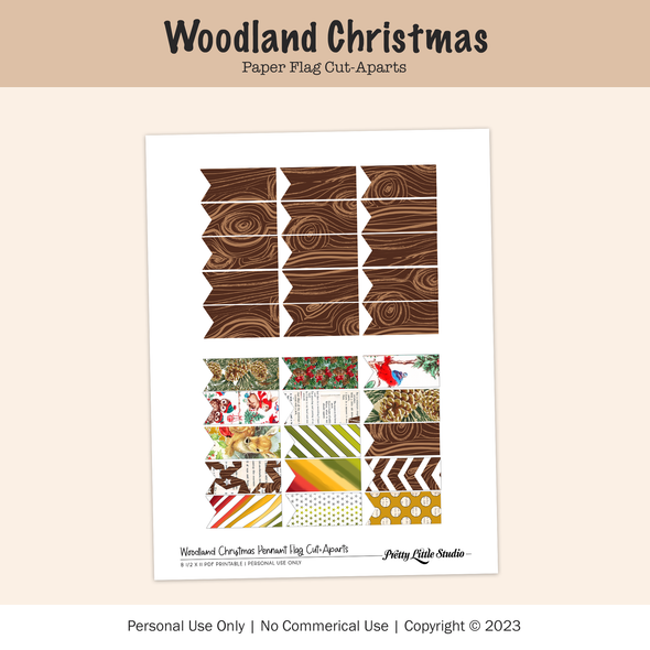 Digital | Woodland Christmas Paper Flag Cut-Aparts
