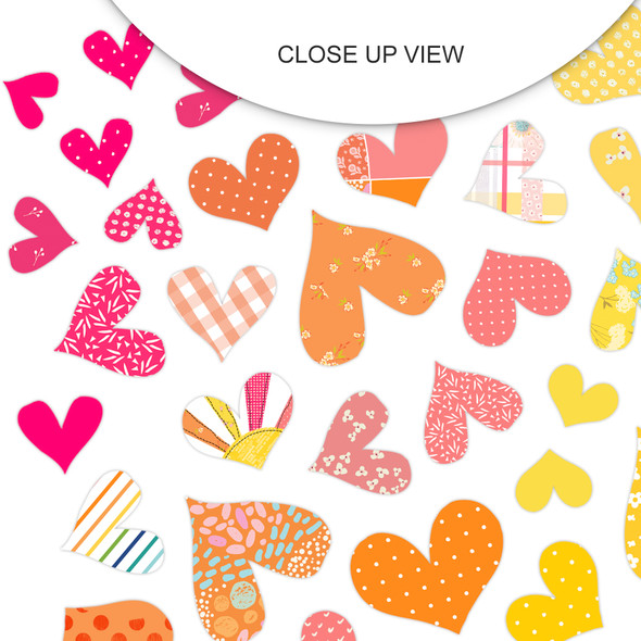 Rainbow colored heart die-cuts in different sizes and colors. Great for paper crafts, scrapbooking, junk journals, planners and more.