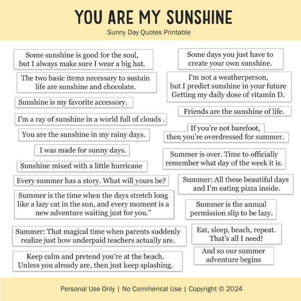 Printable | Sunny Day Quotes