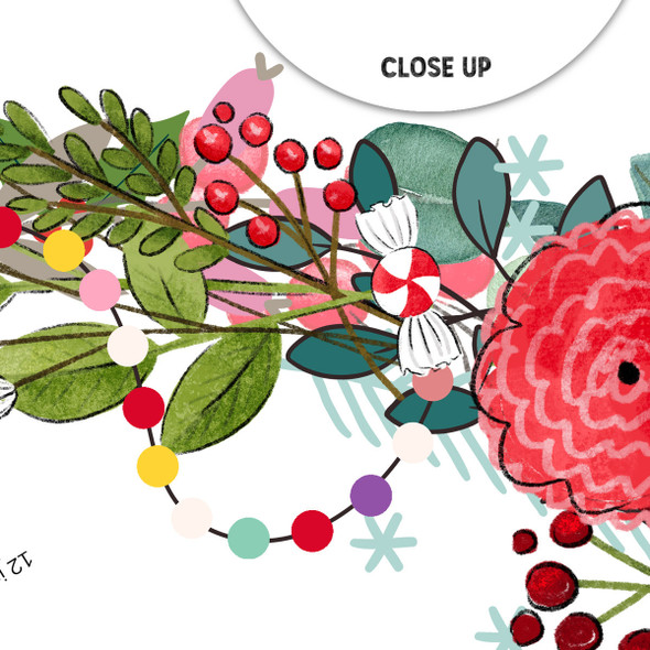 Bring a burst of holiday cheer to your scrapbooking and paper crafts with this Festive Paper Wreath die-cut! Designed with vibrant details including classic poinsettias, rainbow pom poms, festive greenery, colorful twinkle lights, stars, candy canes, and cranberries — it’s the perfect statement piece for holiday layouts, card making, journals, and more. Whether you’re decorating a scrapbook page or crafting handmade holiday decor, this wreath adds a joyful, colorful touch to any project.
