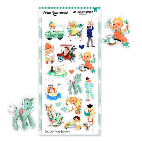 Add a sweet retro touch to your junk journals, scrapbooks, and paper crafts with this vintage-inspired baby boy punch-out set. Designed with charming 1950s flair, these pieces are perfect for layering, embellishing, and storytelling in your creative projects.