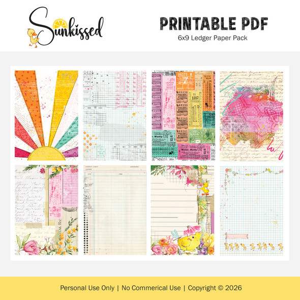 Printable | Sun-kissed 6x9 LEDGER Papers
