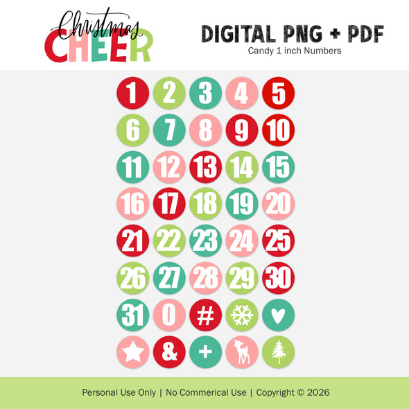 Digital | Candy 1 inch Numbers