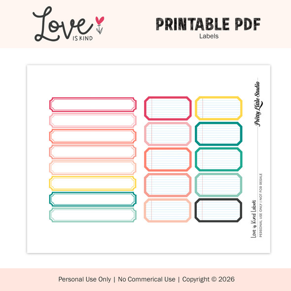 Printable | Love is Kind Labels