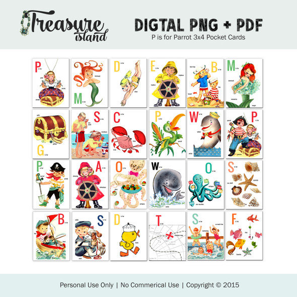 Digital |  P is for Parrot 3x4 Pocket Cards